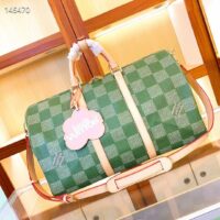 Louis Vuitton LV Unisex Keepall Bandoulière 50 Green Damier Golf Coated Canvas N40667 (11)