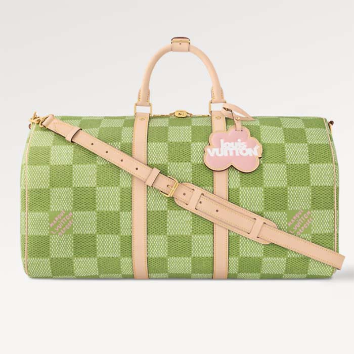 Louis Vuitton LV Unisex Keepall Bandoulière 50 Green Damier Golf Coated Canvas N40667