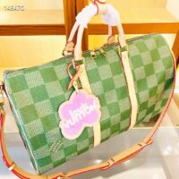 Louis Vuitton LV Unisex Keepall Bandoulière 50 Green Damier Golf Coated Canvas N40667 (11)