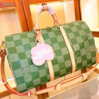 Louis Vuitton LV Unisex Keepall Bandoulière 50 Green Damier Golf Coated Canvas N40667 (11)