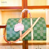 Louis Vuitton LV Unisex Keepall Bandoulière 50 Green Damier Golf Coated Canvas N40667 (11)