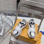Louis Vuitton LV Unisex Run 55 Sneaker White Mix Materials 1AASDF - Image 5
