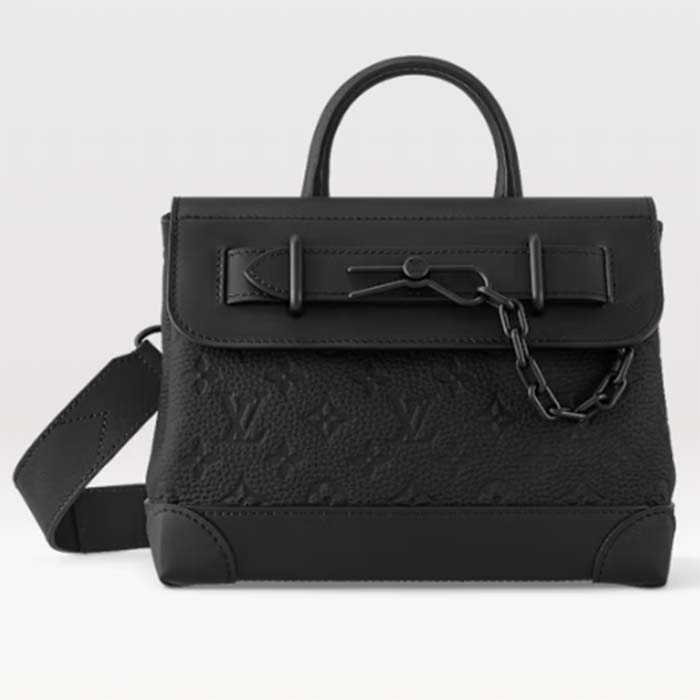 Louis Vuitton LV Unisex Steamer PM Bag Black Taurillon Monogram Cowhide Leather M24436