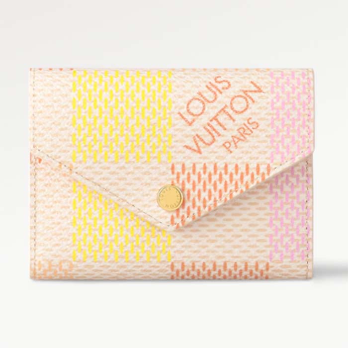 Louis Vuitton LV Unisex Victorine Wallet Peach Pink Damier Coated Canvas N40638