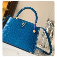 Louis Vuitton LV Women Capucines BB Blue Brilliant Alligator Leather N91698 (8)