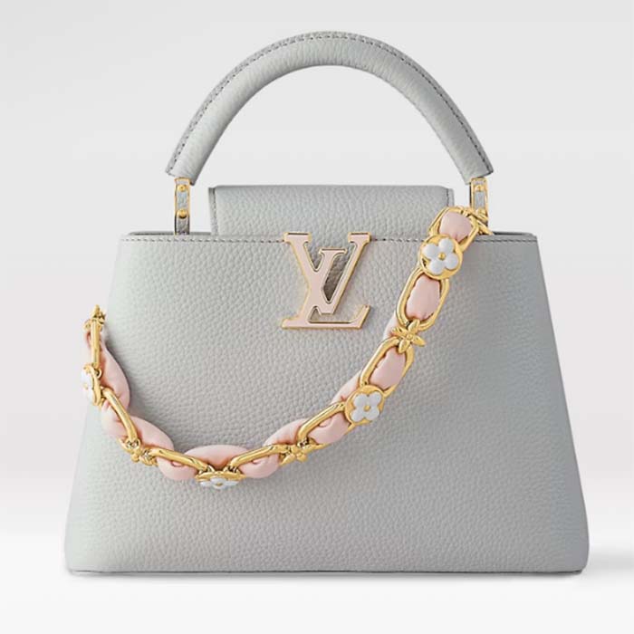 Louis Vuitton LV Women Capucines BB Ice Grey Taurillon Leather M23280