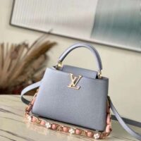 Louis Vuitton LV Women Capucines BB Ice Grey Taurillon Leather M23280 (1)