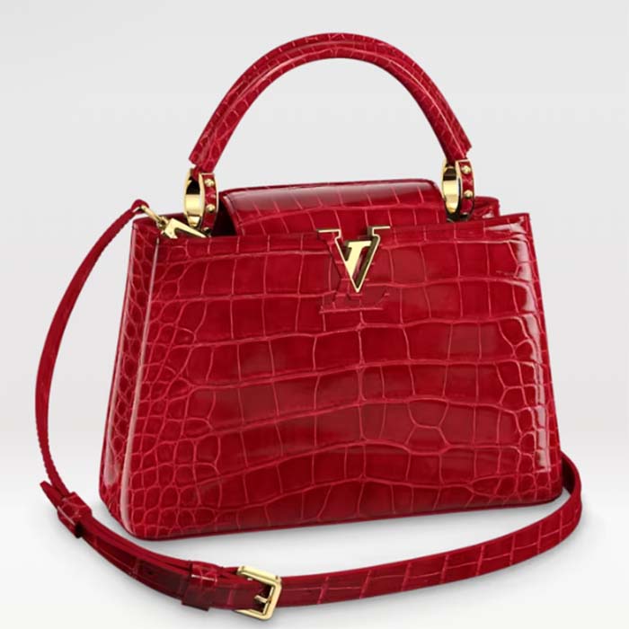 Louis Vuitton LV Women Capucines BB Red Brilliant Alligator Leather N93992