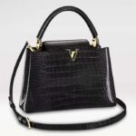 Louis Vuitton LV Dam Capucines MM Svart Brilliant Alligator Läder N92967