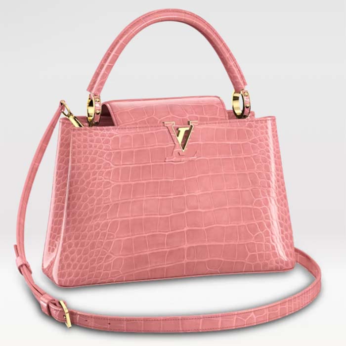 Louis Vuitton LV Women Capucines MM Pink Brilliant Alligator Leather N94260