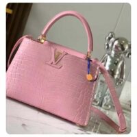 Louis Vuitton LV Women Capucines MM Pink Brilliant Alligator Leather N94260 (3)