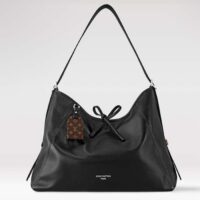 Louis Vuitton LV Women CarryAll Dark MM Black Lambskin Cowhide Leather M25143 (1)