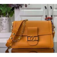 Louis Vuitton LV Women Dauphine Soft MM Handbag Apricot Calfskin Leather M25048 (8)