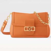 Louis Vuitton LV Women Dauphine Soft MM Handbag Apricot Calfskin Leather M25048 (8)