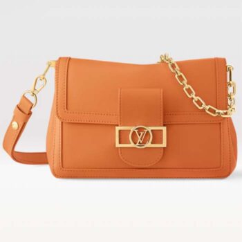 Louis Vuitton LV Women Dauphine Soft MM Handbag Apricot Calfskin Leather M25048