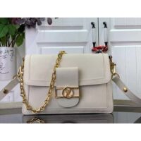 Louis Vuitton LV Women Dauphine Soft MM Handbag White Calfskin Leather M25050 (7)