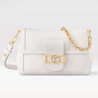 Louis Vuitton LV Women Dauphine Soft MM Handbag White Calfskin Leather M25050 (7)