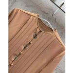 Louis Vuitton LV Women Monogram Accent Pleat Dress Silk Beige 1AFEVC – Image 4