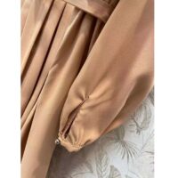 Louis Vuitton LV Women Monogram Accent Pleat Dress Silk Beige 1AFEVC (11)