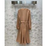 Louis Vuitton LV Women Monogram Accent Pleat Dress Silk Beige 1AFEVC – Image 3