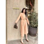 Louis Vuitton LV Women Monogram Accent Pleat Dress Silk Beige 1AFEVC – Image 12