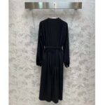 Louis Vuitton LV Women Monogram Accent Pleat Dress Silk Black 1AFDDG - Image 3
