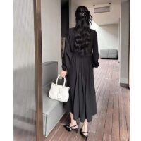 Louis Vuitton LV Women Monogram Accent Pleat Dress Silk Black 1AFDDG (1)