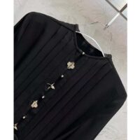 Louis Vuitton LV Women Monogram Accent Pleat Dress Silk Black 1AFDDG (1)