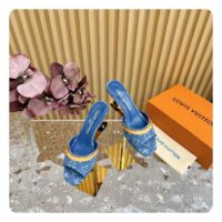 Louis Vuitton LV Women Neo Revival Mule Blue Monogram Denim Calf Leather 1ACLNS (3)