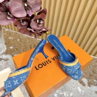 Louis Vuitton LV Women Neo Revival Mule Blue Monogram Denim Calf Leather 1ACLNS (3)