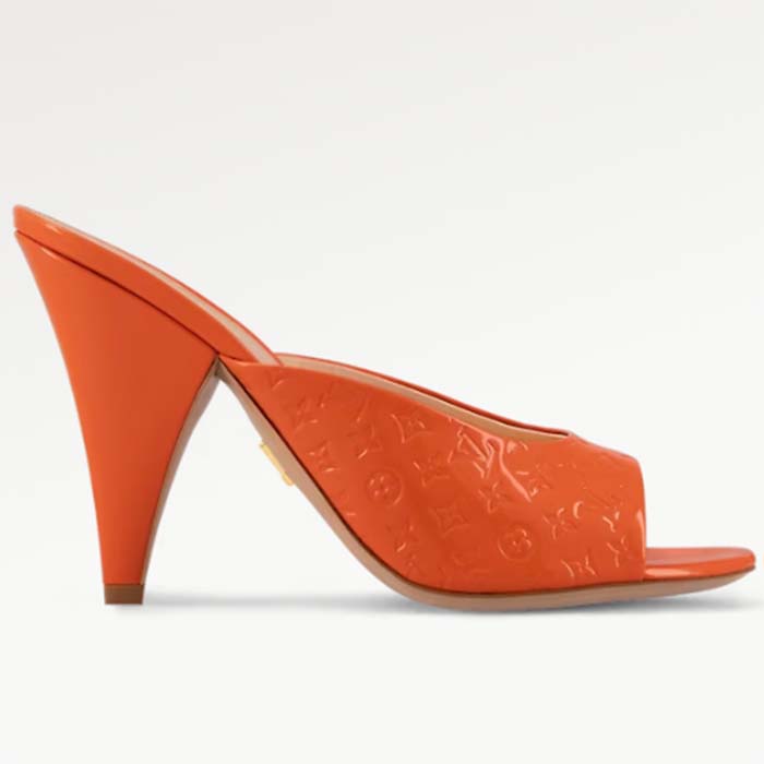 Louis Vuitton LV Women Super Mule Orange Monogram Patent Calf Leather 1ACJ6A