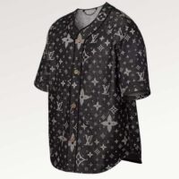 Louis Vuitton Men LV Monogram Denim Baseball Shirt Black Loose Fit 1AF348 (1)