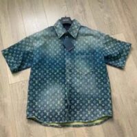 Louis Vuitton Men LV Rainbow Monogram Short-Sleeved Denim Shirt 1AB91W (9)