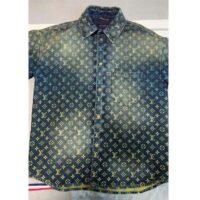 Louis Vuitton Men LV Rainbow Monogram Short-Sleeved Denim Shirt 1AB91W (9)