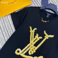 Louis Vuitton Men Nautical LV T-Shirt Cotton Black 1AFMZA (7)