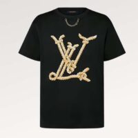 Louis Vuitton Men Nautical LV T-Shirt Cotton Black 1AFMZA (7)