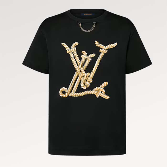 Louis Vuitton Men Nautical LV T-Shirt Cotton Black 1AFMZA