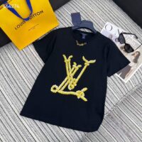 Louis Vuitton Men Nautical LV T-Shirt Cotton Black 1AFMZA (7)
