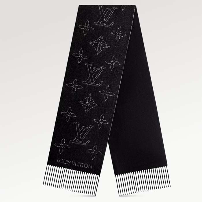 Louis Vuitton Unisex LV Mahina Flight Mode Scarf Black Cashmere Wool M77902