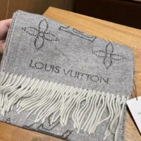 Louis Vuitton Unisex LV Mahina Flight Mode Scarf Cream Cashmere Wool M77903 (2)