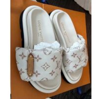 Louis Vuitton Unisex LV Pool Pillow Flat Comfort Mule Beige Monogram 1ACJZA (2)