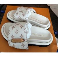 Louis Vuitton Unisex LV Pool Pillow Flat Comfort Mule Beige Monogram 1ACJZA (2)