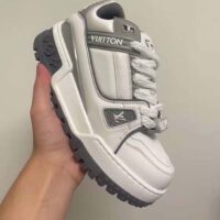 Louis Vuitton Unisex LV Trainer Maxi Sneaker Gray Calf Leather 1ACRJZ (9)