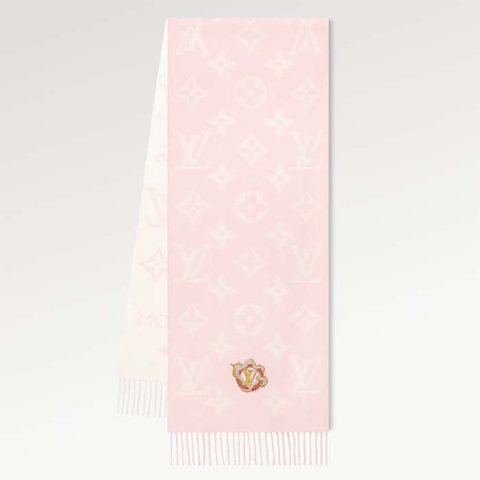 Louis Vuitton Unisex Precious Dragon LV Essential Scarf Pink Wool M79522