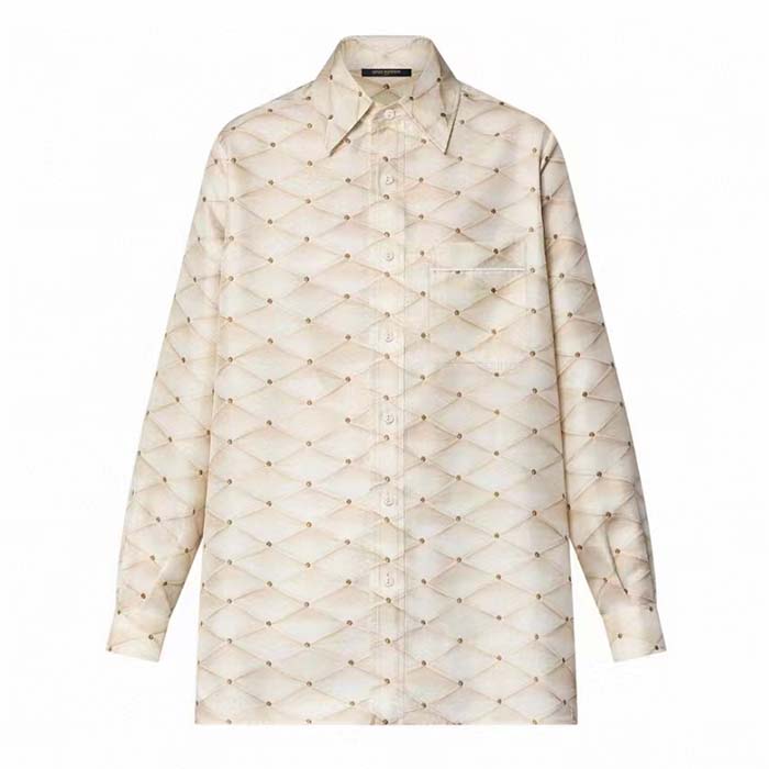 Louis Vuitton Women LV 3D Malletage Print Pajama Shirt Silk 1AFFYG