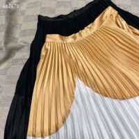 Louis Vuitton Women LV Abstract Insert Pleated Skirt Silk Beige 1AFDUJ (9)