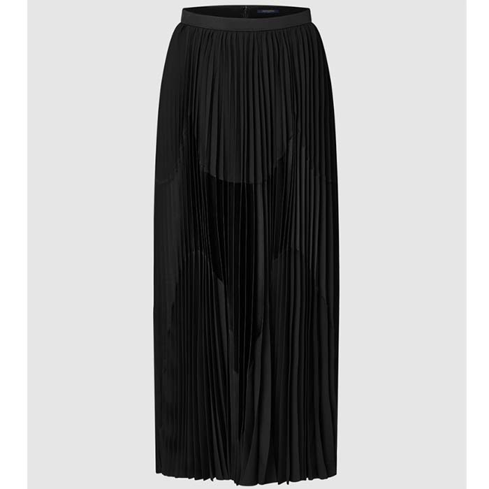 Louis Vuitton Women LV Abstract Insert Pleated Skirt Silk Black 1AFGOE