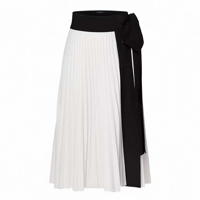 Louis Vuitton Women LV Bow Detail Pleated Wrap Skirt White 1AFFX3