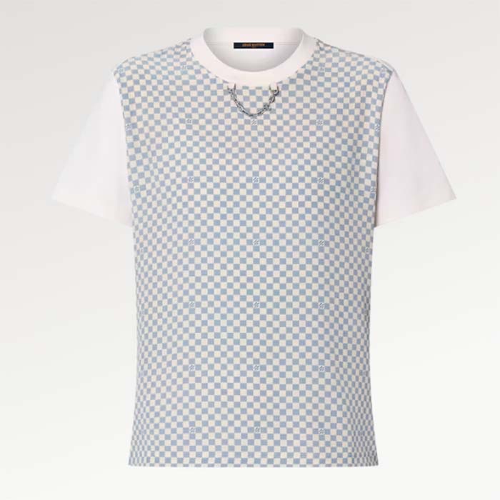 Louis Vuitton Women LV Damier Front T-Shirt Cotton Creamy White 1AFPA0