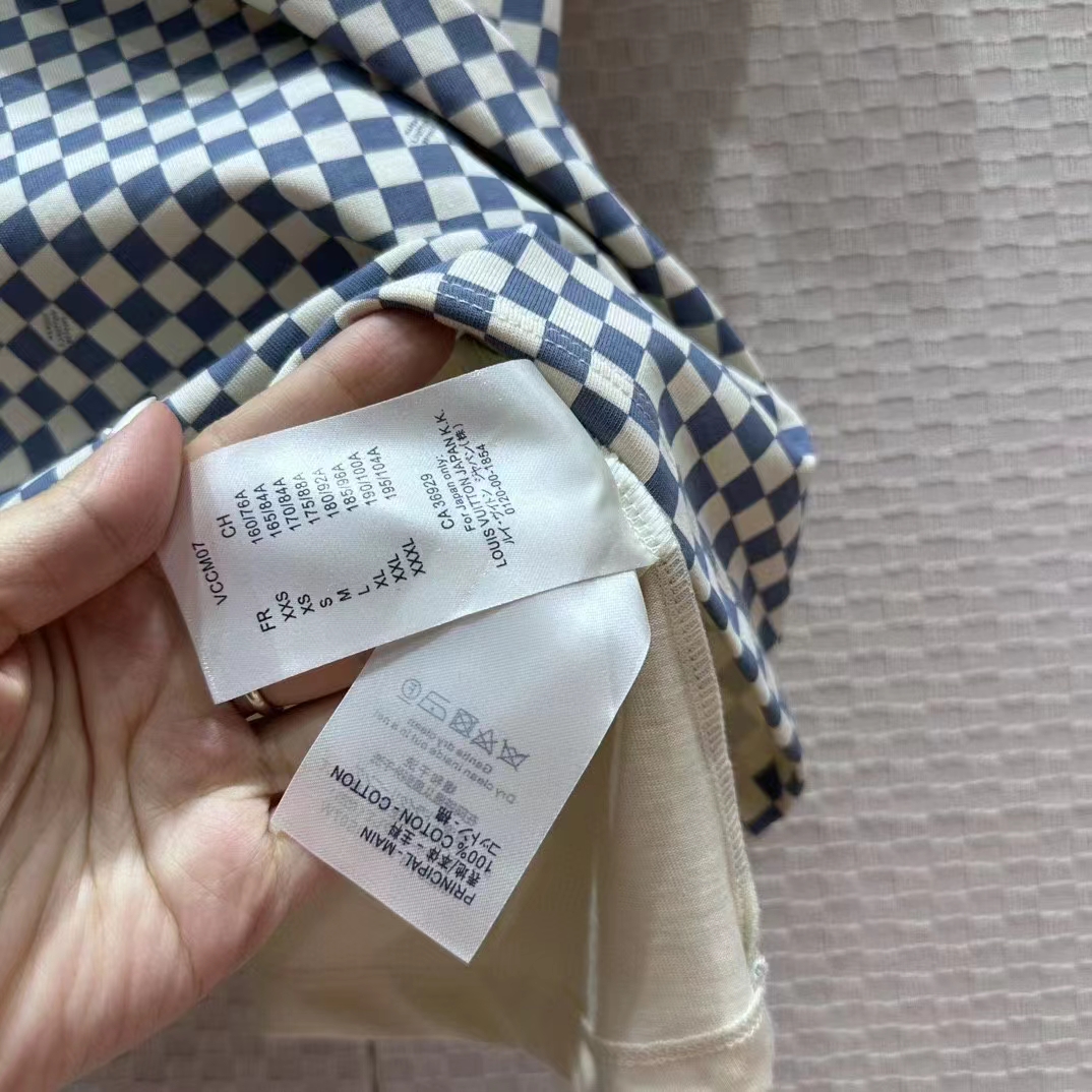 Louis Vuitton Men LV Damier Front T-Shirt Cotton Creamy White 1AFPA0